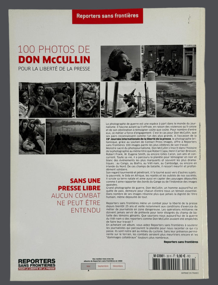Book cover with black and white photos and text on a light gray background