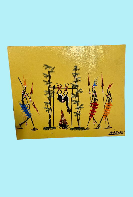 Original Mid Century Vintage African Art, signed