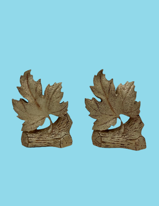 Pair of Durwood Maple Leaf Bookends