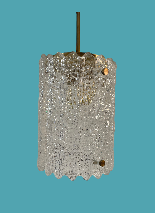Crystal Glass and Brass Pendant Lamp by Carl Fagerlund