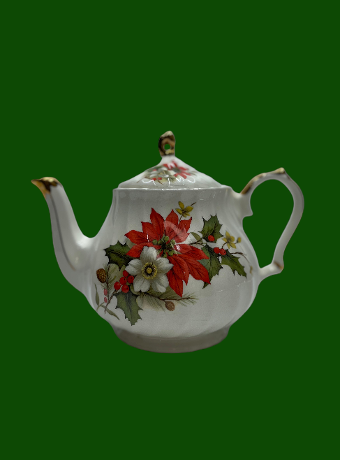 Sadler Poinsettia Christmas Teapot