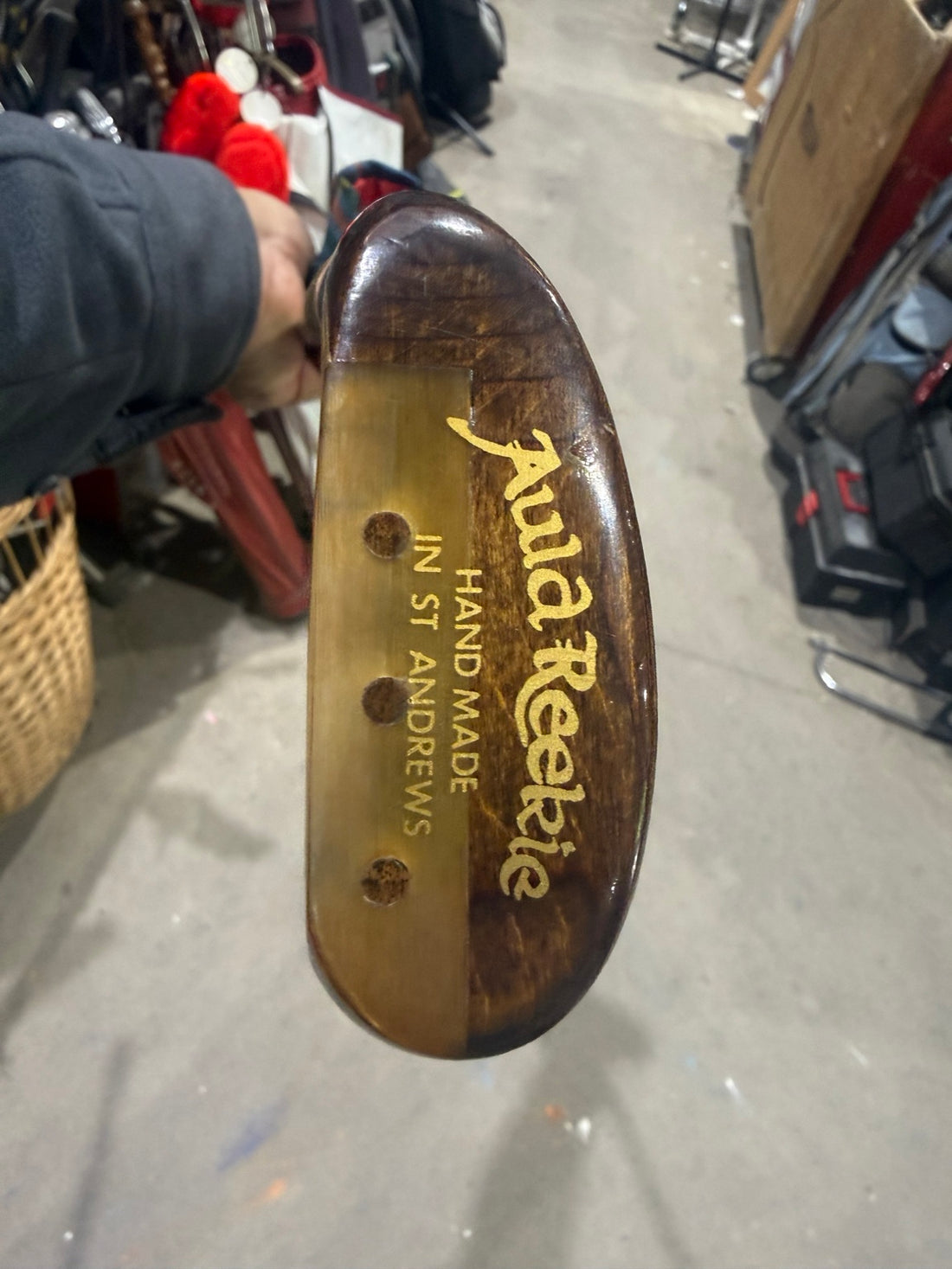 Auld Reekie handmade St Andrews wooden putter, maker markings