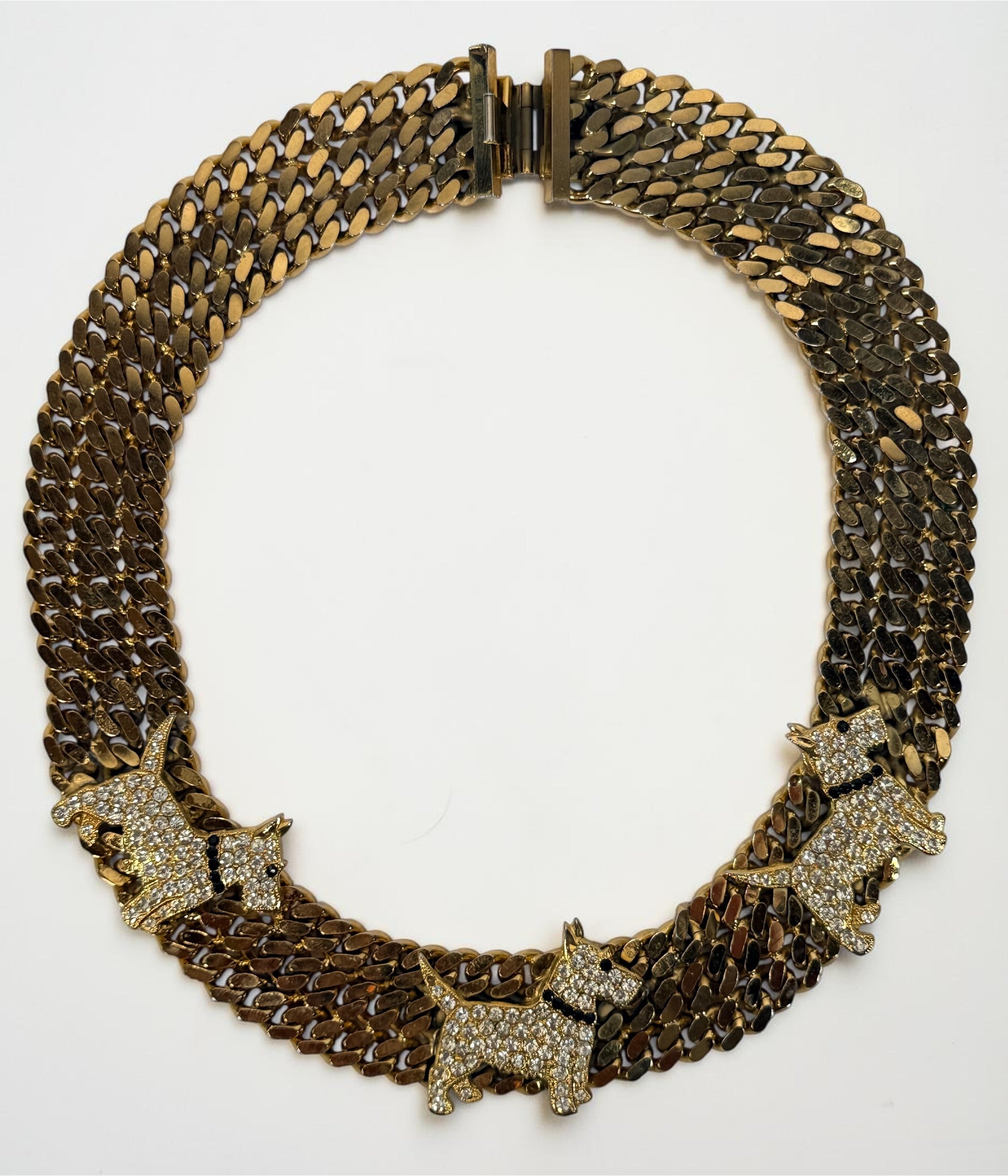 Butler & Wilson vintage Scottie dog rhinestone necklace view 3