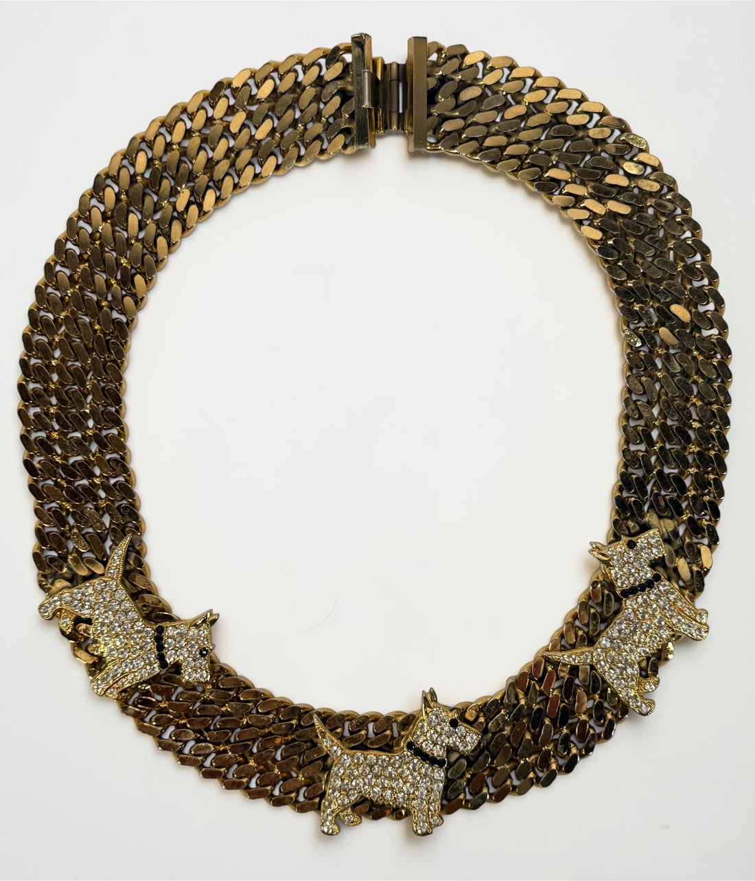 Butler & Wilson vintage Scottie dog rhinestone necklace view 3