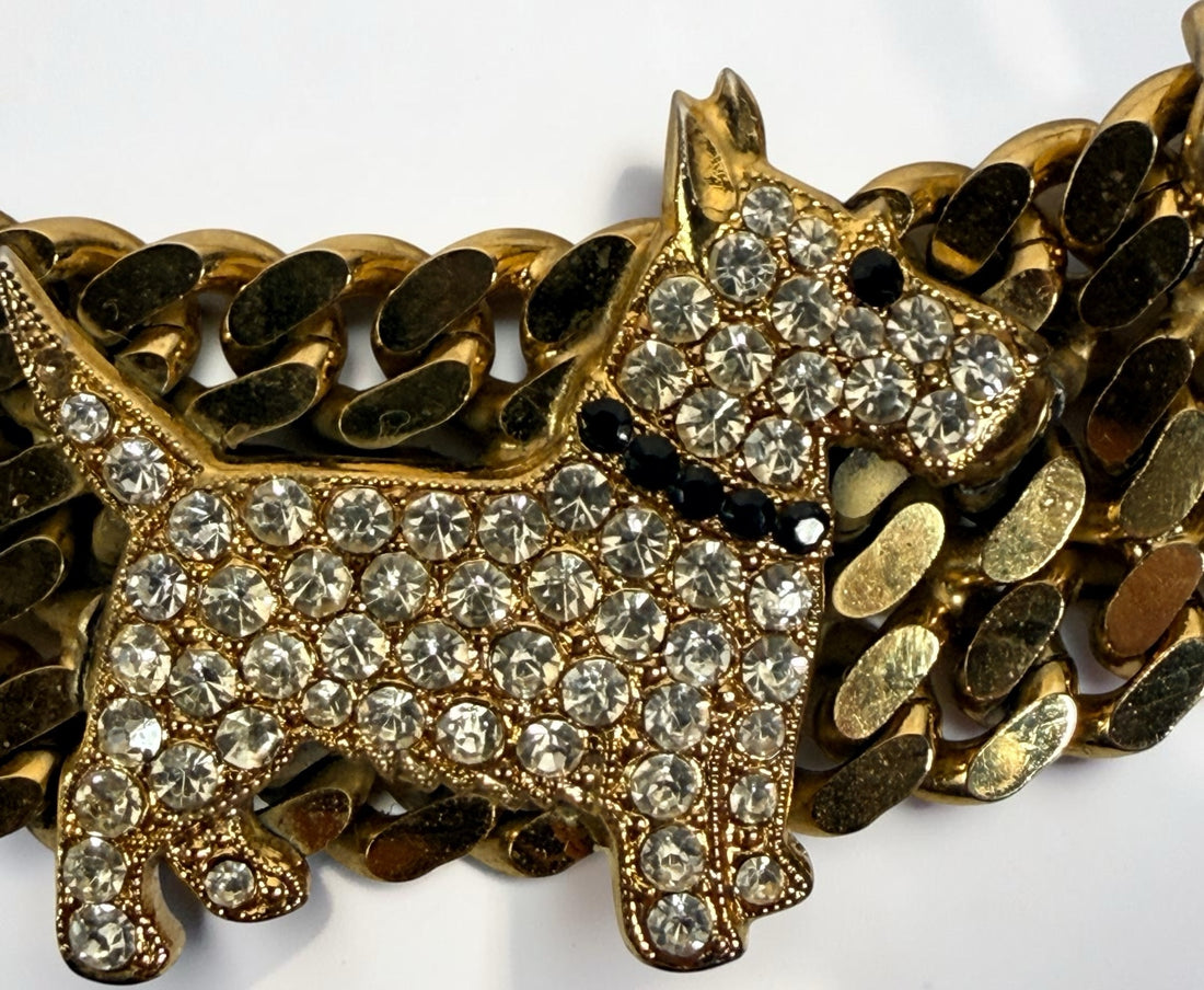 Butler & Wilson vintage Scottie dog rhinestone necklace view 5