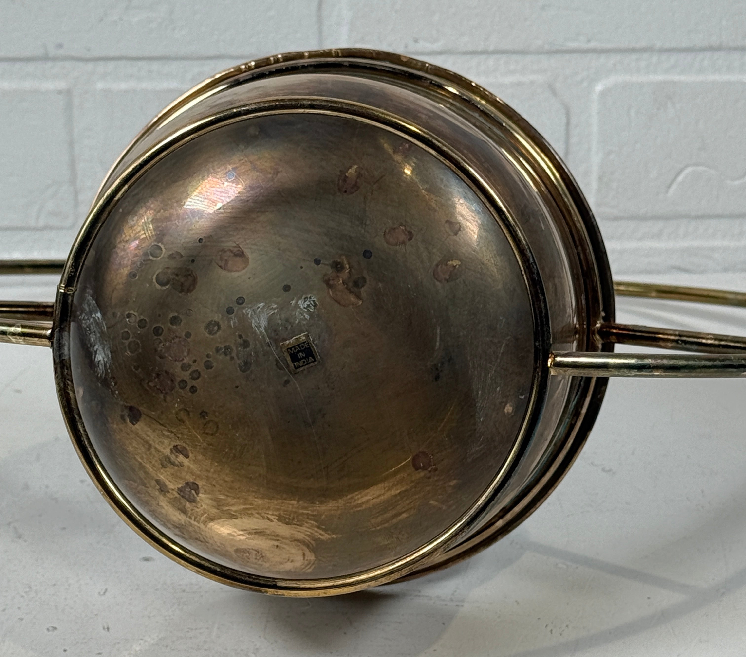 Vintage Mid-Century Brass Ring Planter – Made in India