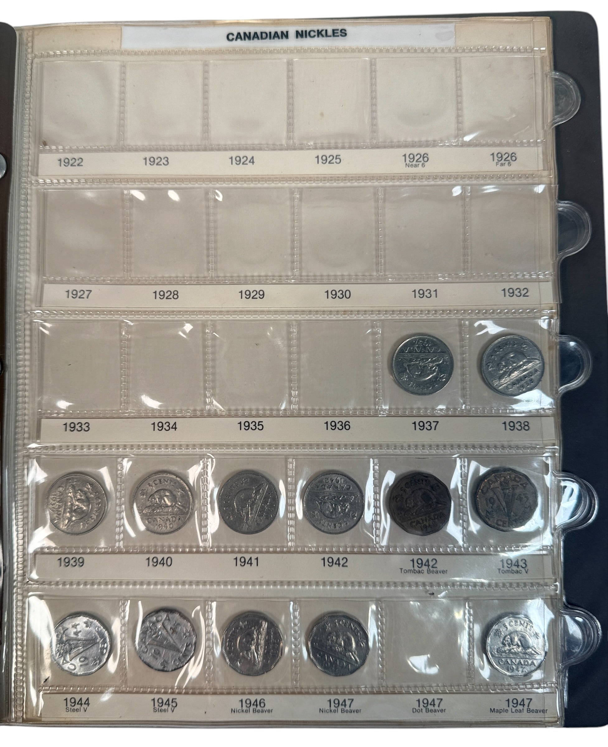 Canadian five-cent coin collection UNI-SAFE album view 4