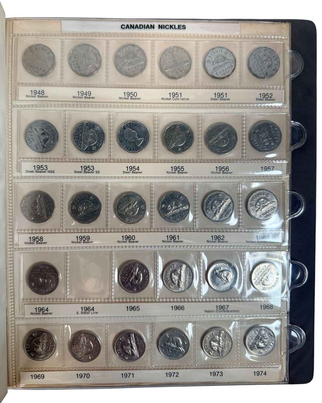 Canadian five-cent coin collection UNI-SAFE album view 5