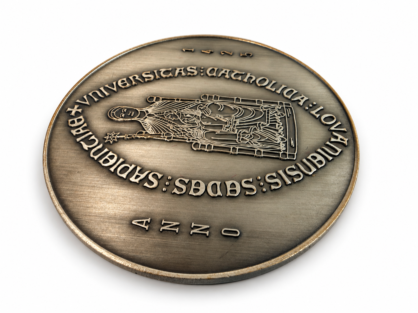 Reverse of Louvain medallion with Sedes Sapientiae and 1425 inscription