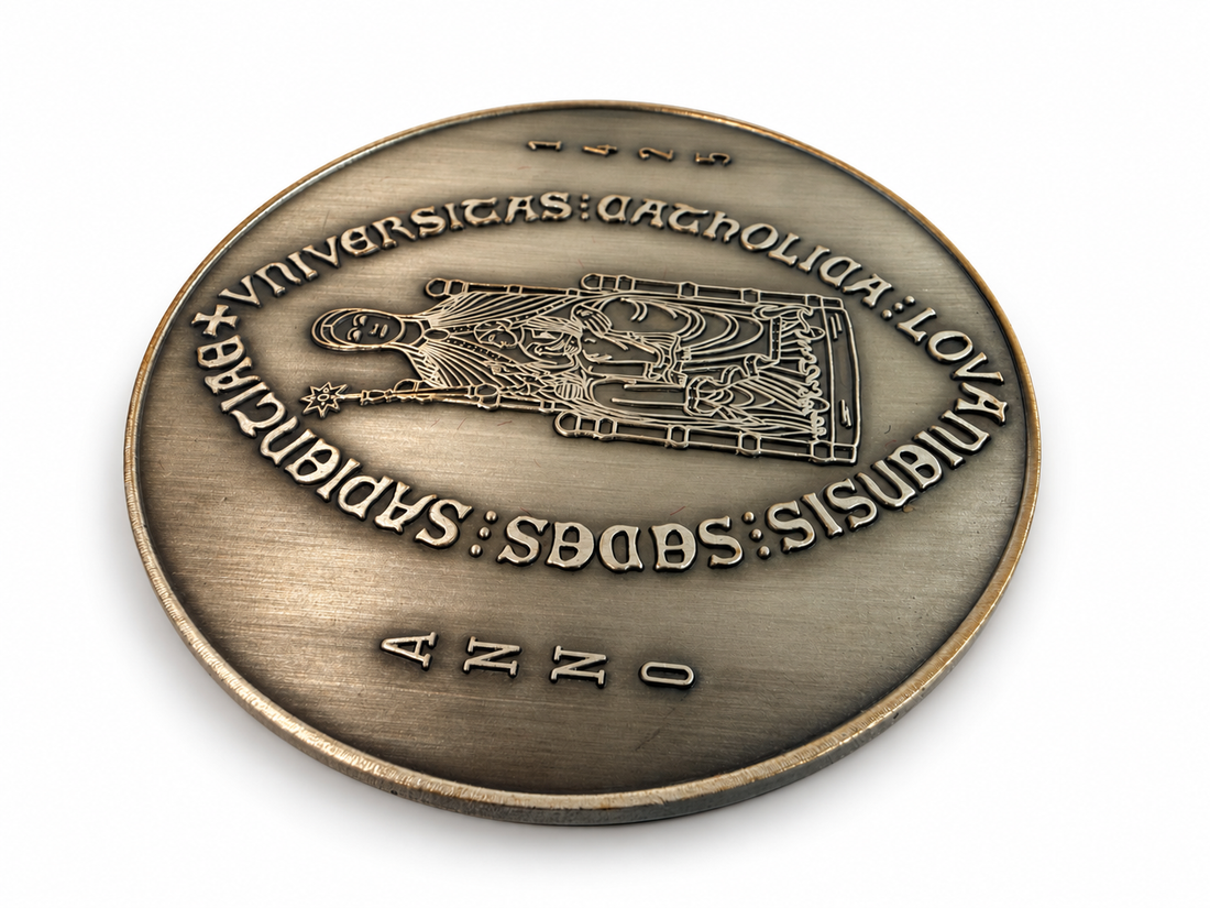 Reverse of Louvain medallion with Sedes Sapientiae and 1425 inscription