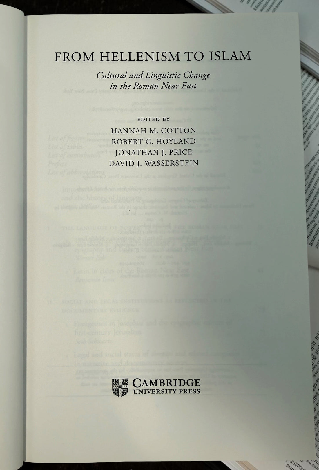 From Hellenism to Islam — title page and editors