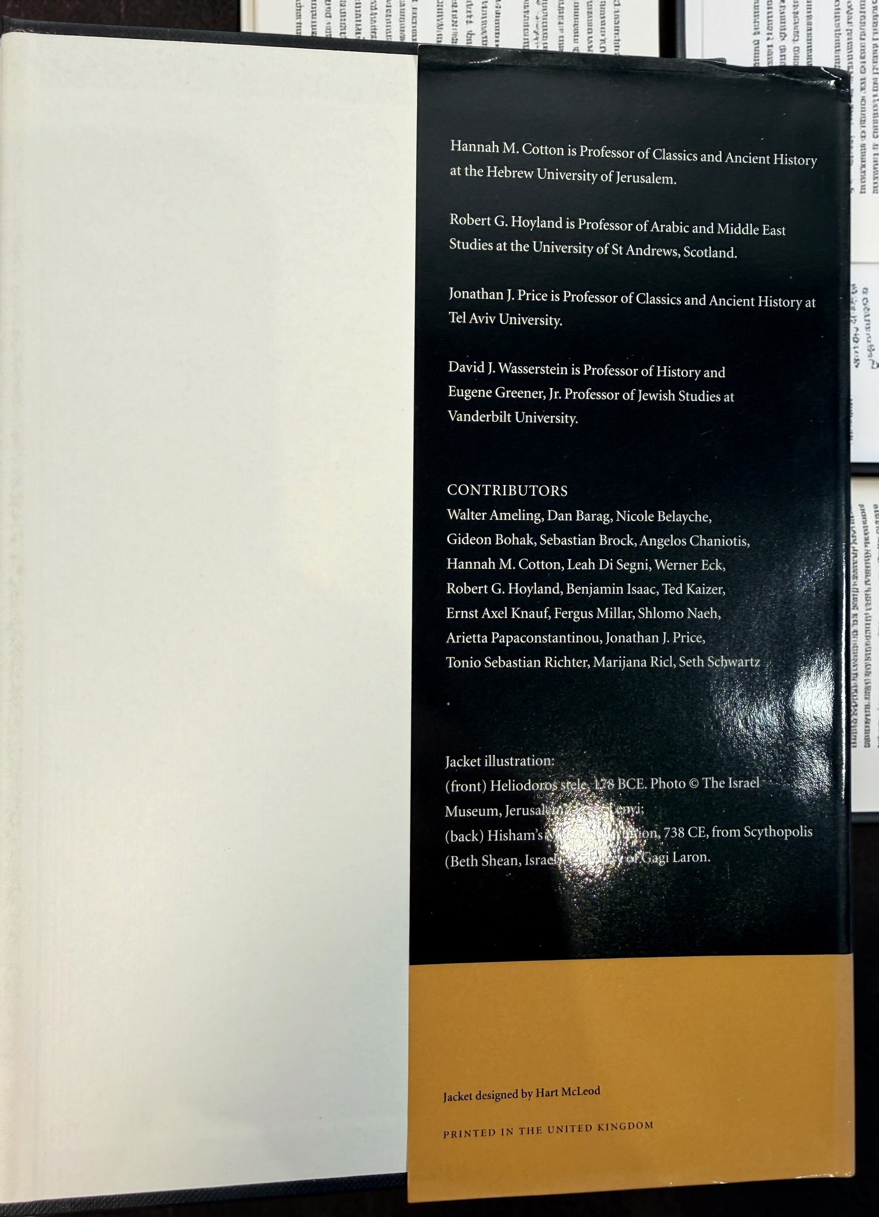From Hellenism to Islam — rear jacket flap and UK printing mark