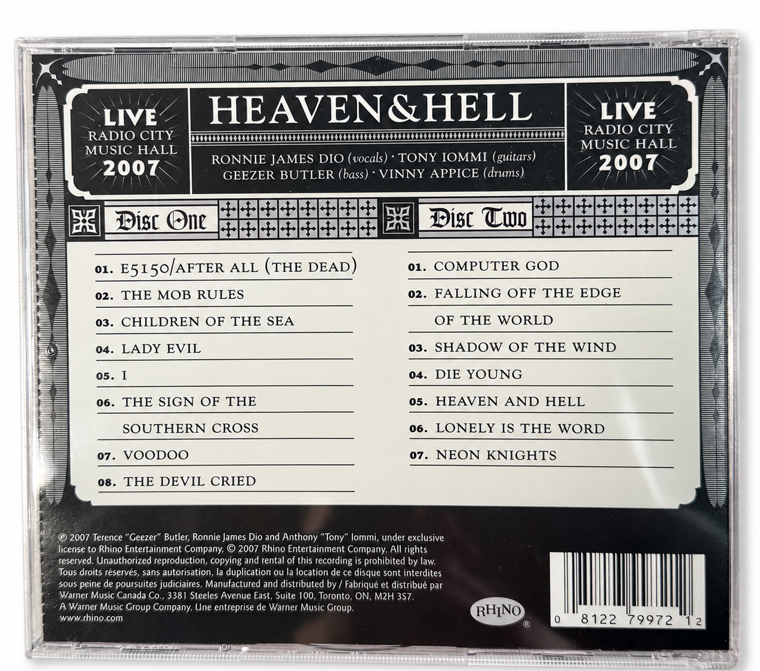 Heaven & Hell CD lot, AI-edited white background