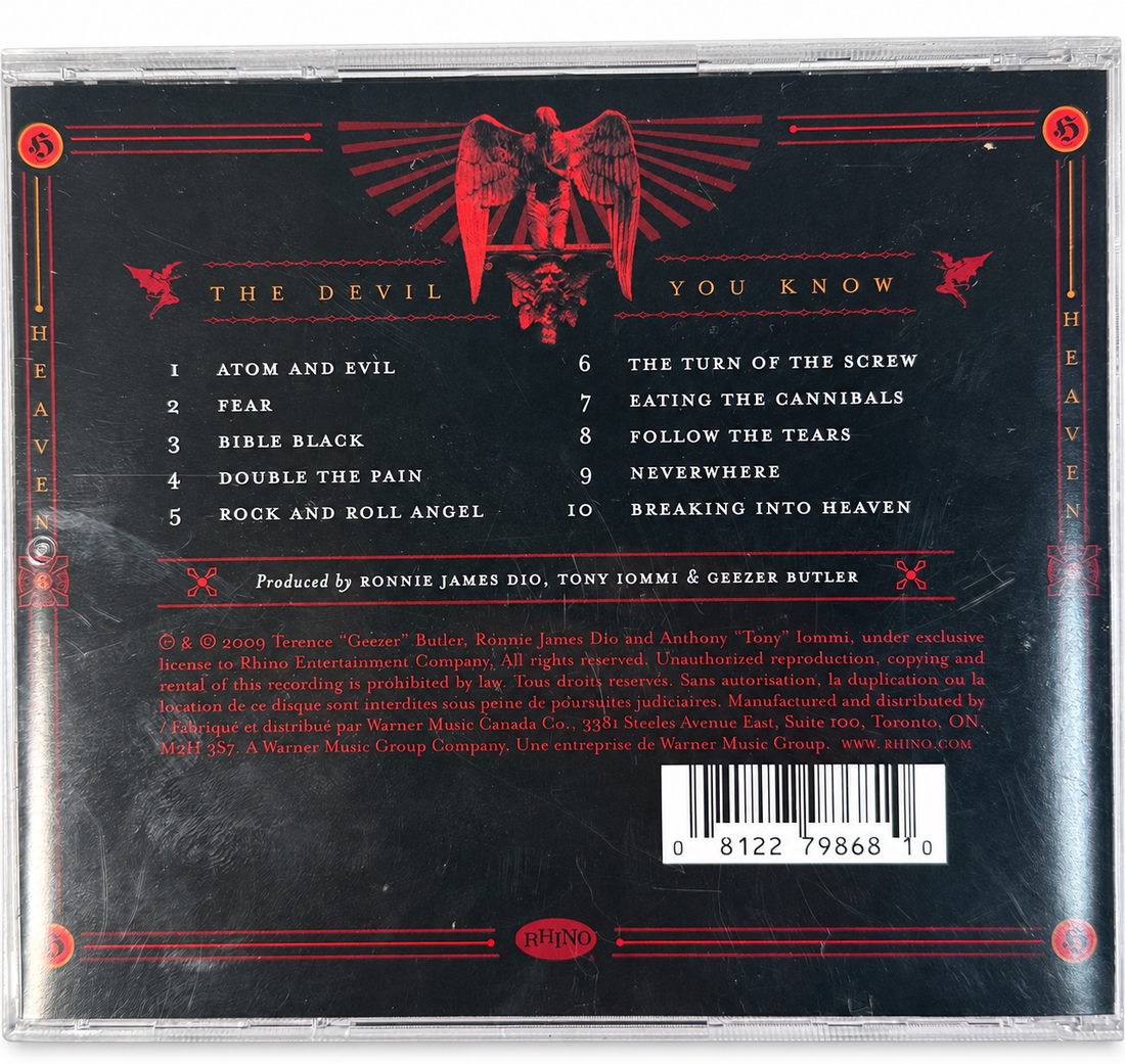 Heaven & Hell CD lot, AI-edited white background