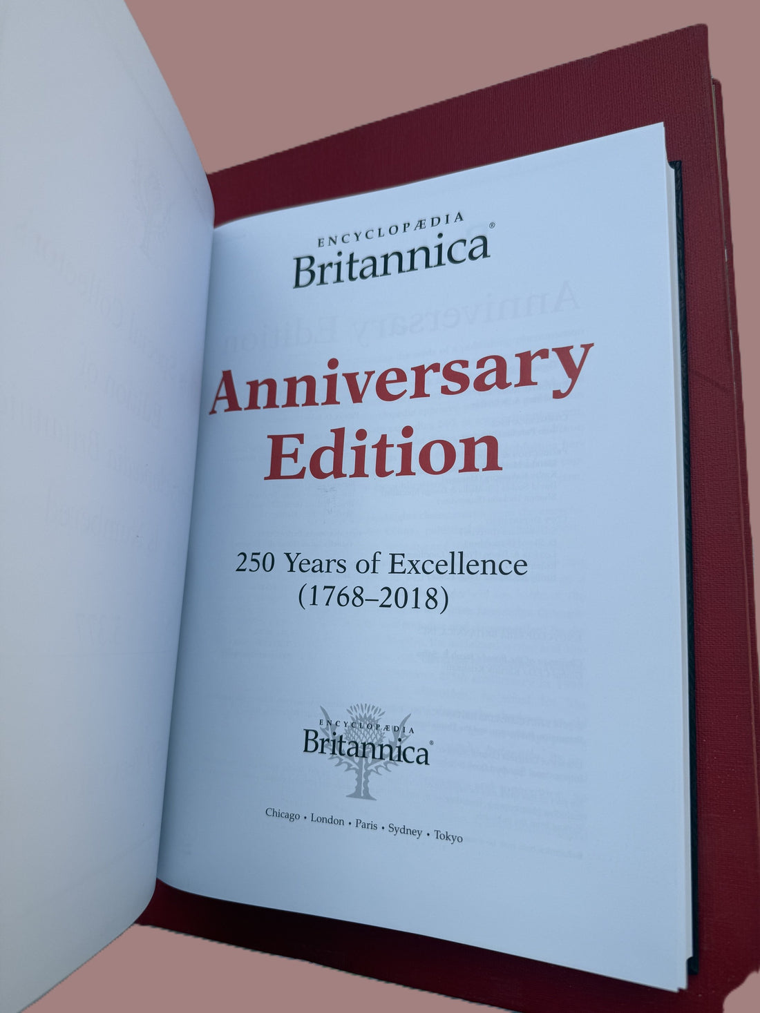 Rare Encyclopaedia Britannica 250th Anniversary Edition #5377, commemorating 250 years of publishing history. Limited collector's copy in excellent condition.