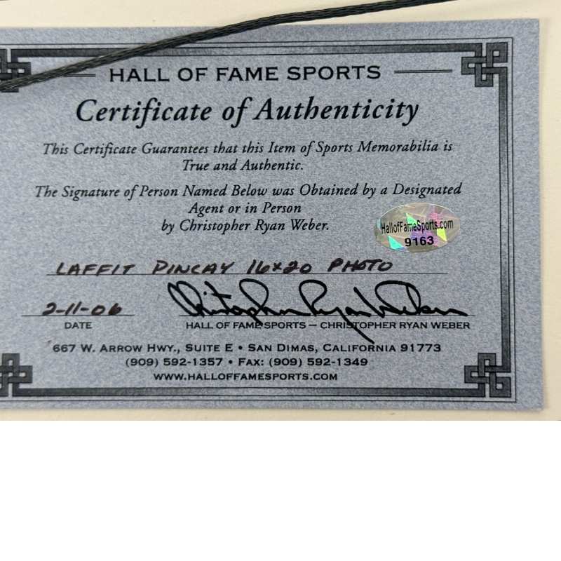 Laffit Pincay Jr. signed 16×20 photo riding Swale at the 1984 Kentucky Derby. Framed and matted with Hall of Fame Sports authentication.