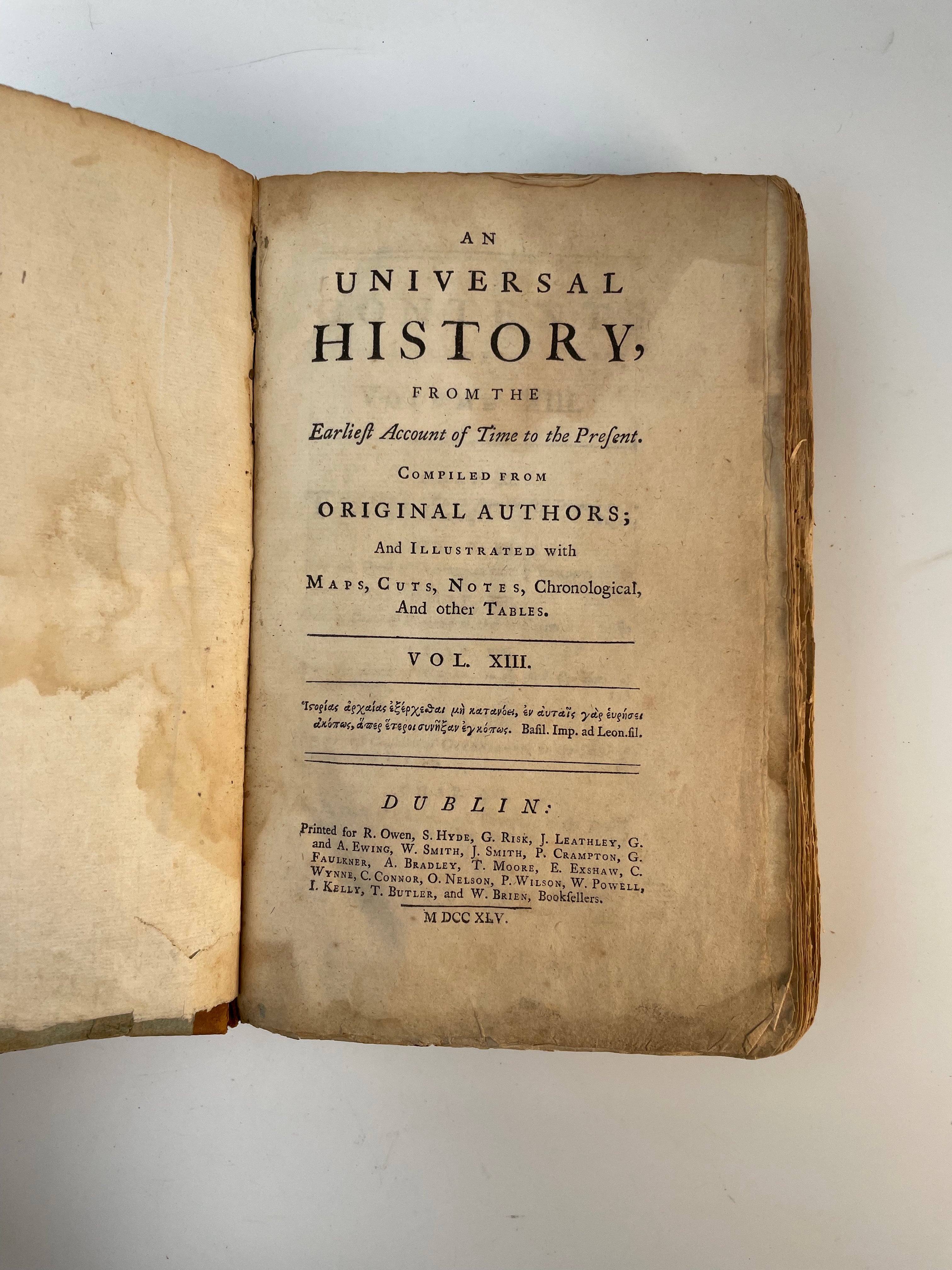 "Une histoire universelle, depuis les premiers temps jusqu'à nos jours" - 1745