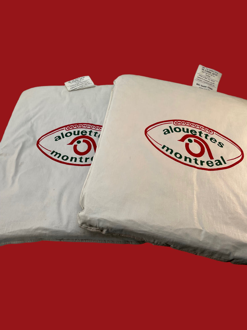 Pair of Authentic Montreal Alouettes Game Seat Cushions from the 1970s