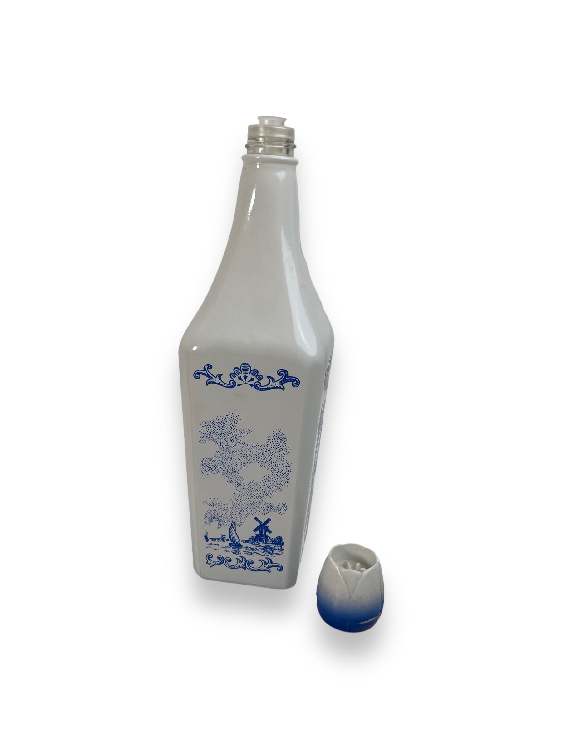 Vandermint Dutch Windmill Blue & White Empty Liquor Bottle
