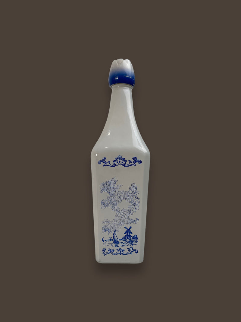 Vandermint Dutch Windmill Blue & White Empty Liquor Bottle