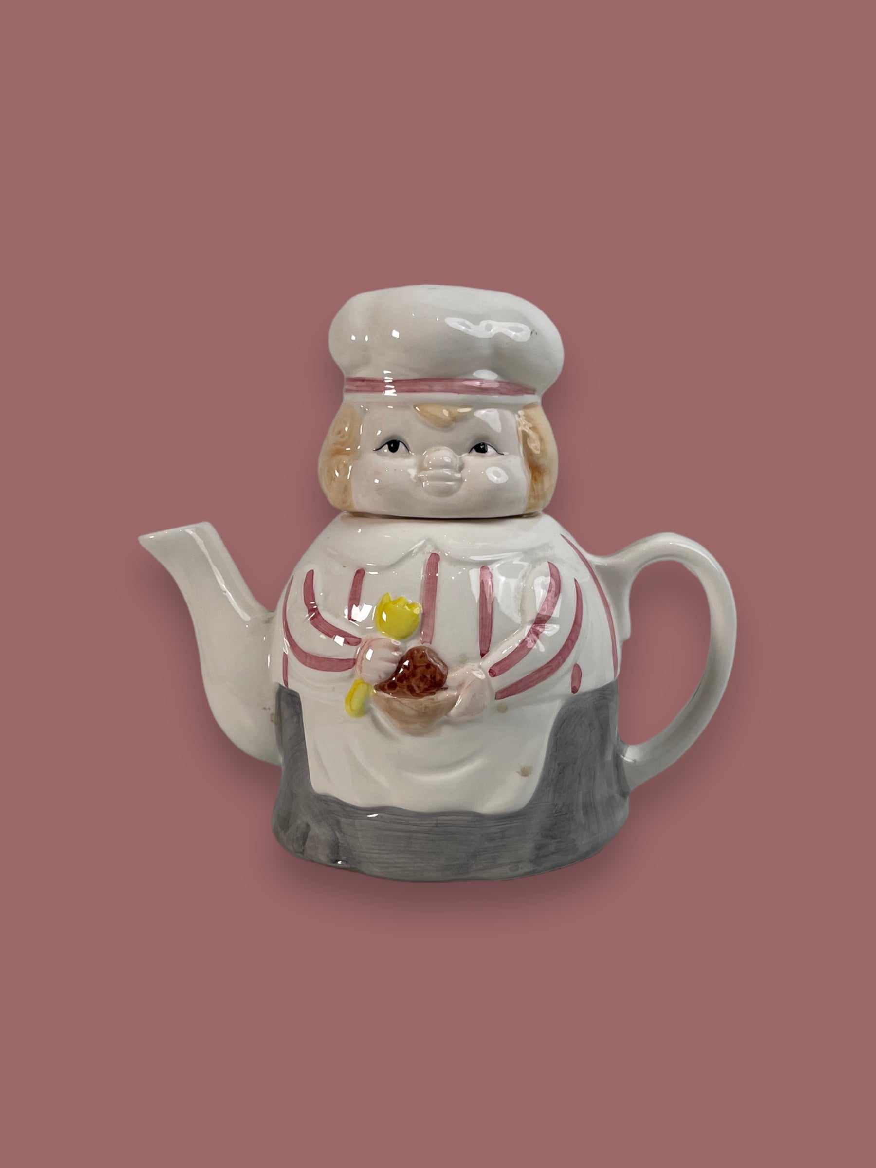 Vintage Chef Ceramic Tea Pot