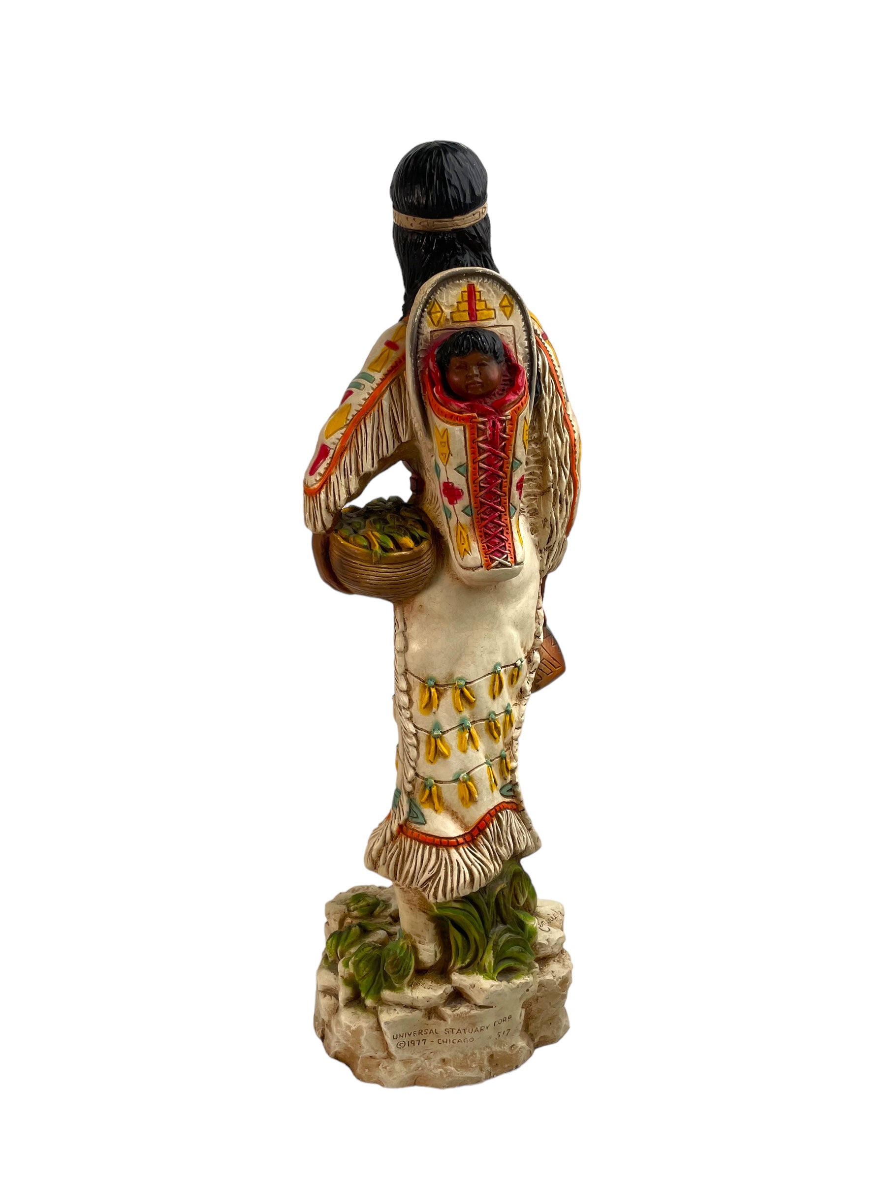 23-Inch Retro First Nation Woman with Infant Sculpture
