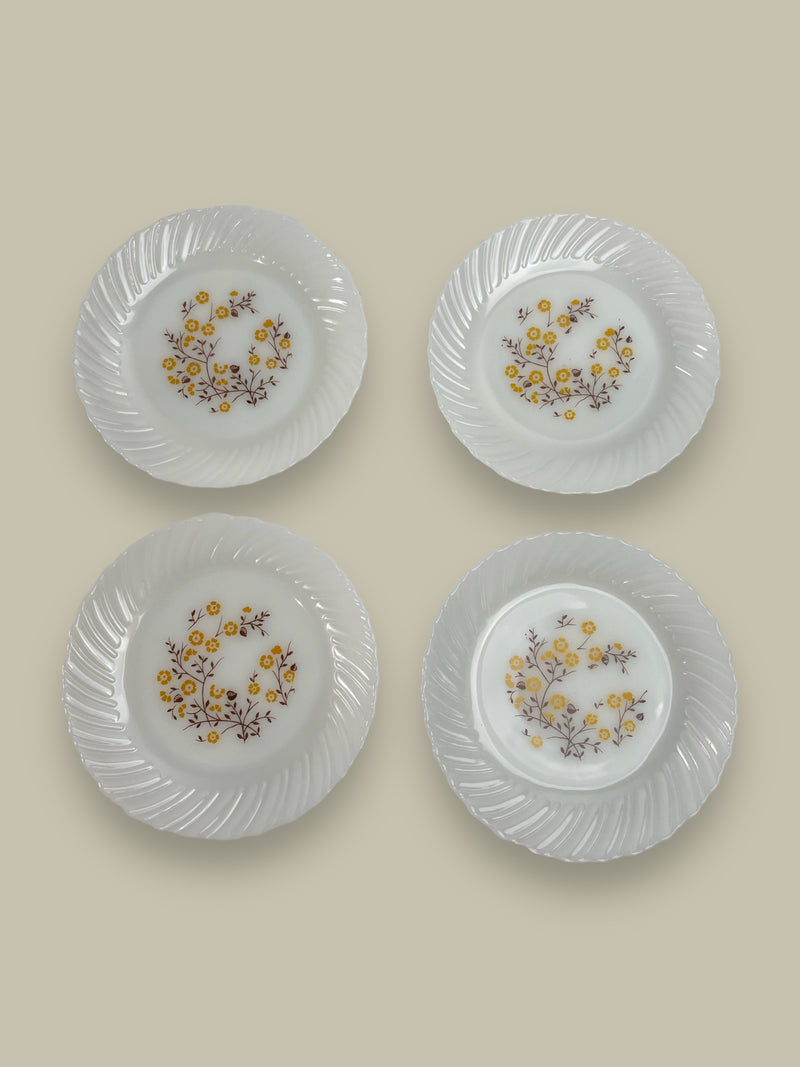 Snsemble de 4 assiettes à dessert vintage en verre de lait Termocrisa de 7 pouces