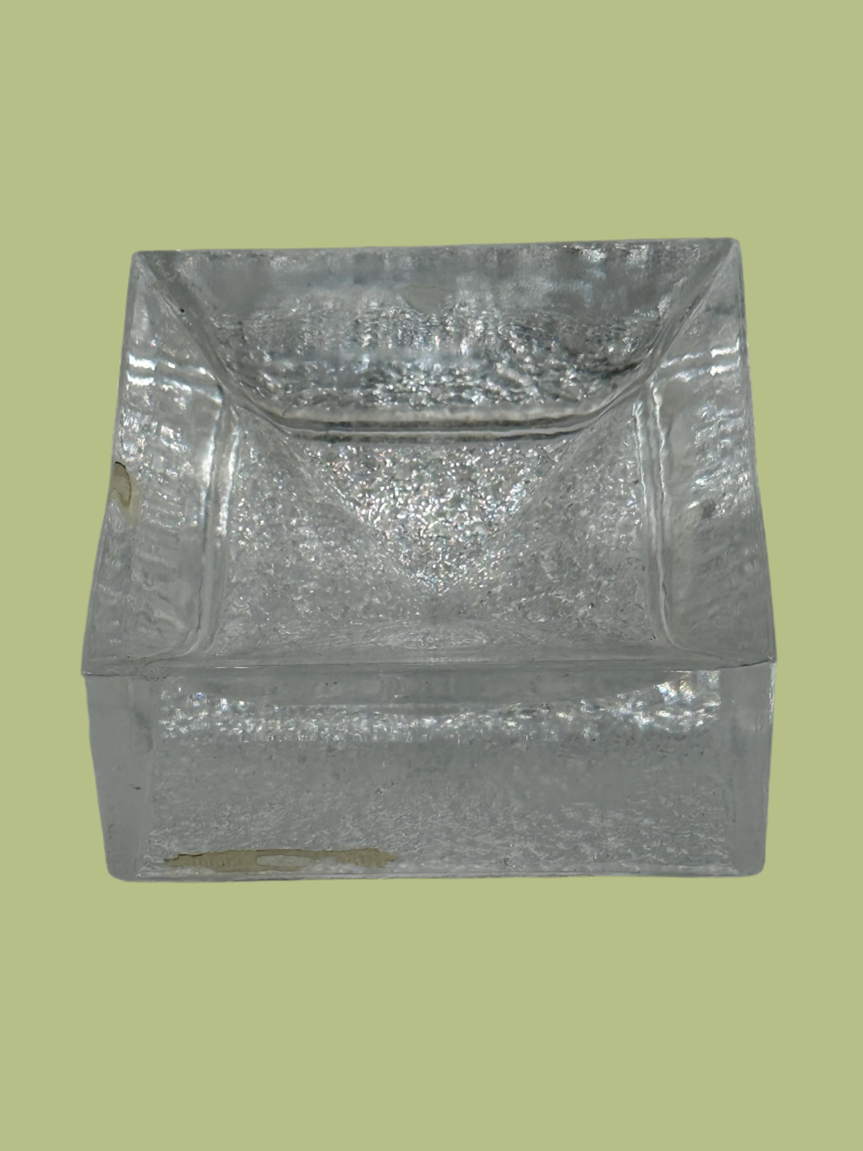 Vintage Pukeberg Sweden Art Glass Ashtray – Eva Englund Design – Brutalist