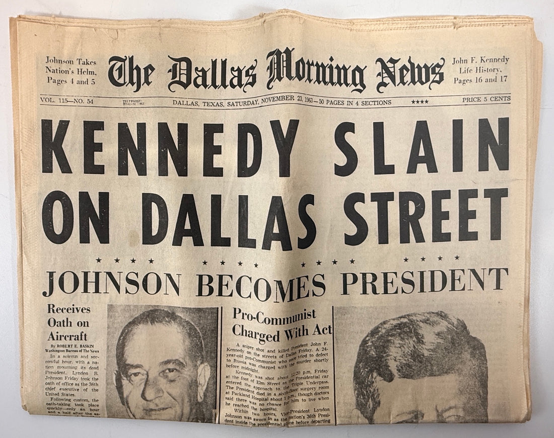 November 23 1963 Dallas Morning News folded front page