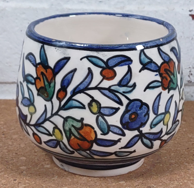 Vintage 1950s. Jerusalem Ceramic Jar. Hand Painted. Signed.