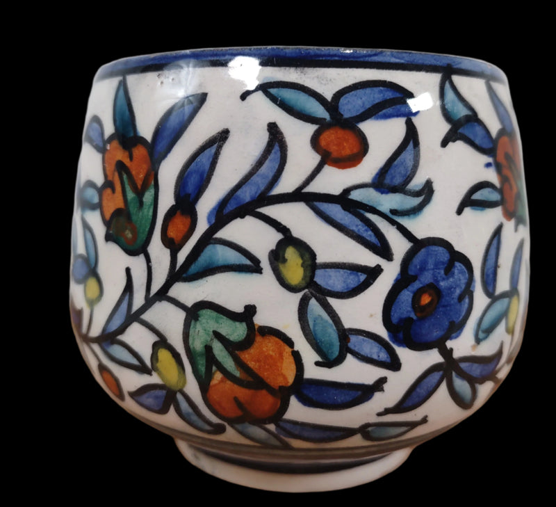 Vintage 1950s. Jerusalem Ceramic Jar. Hand Painted. Signed.