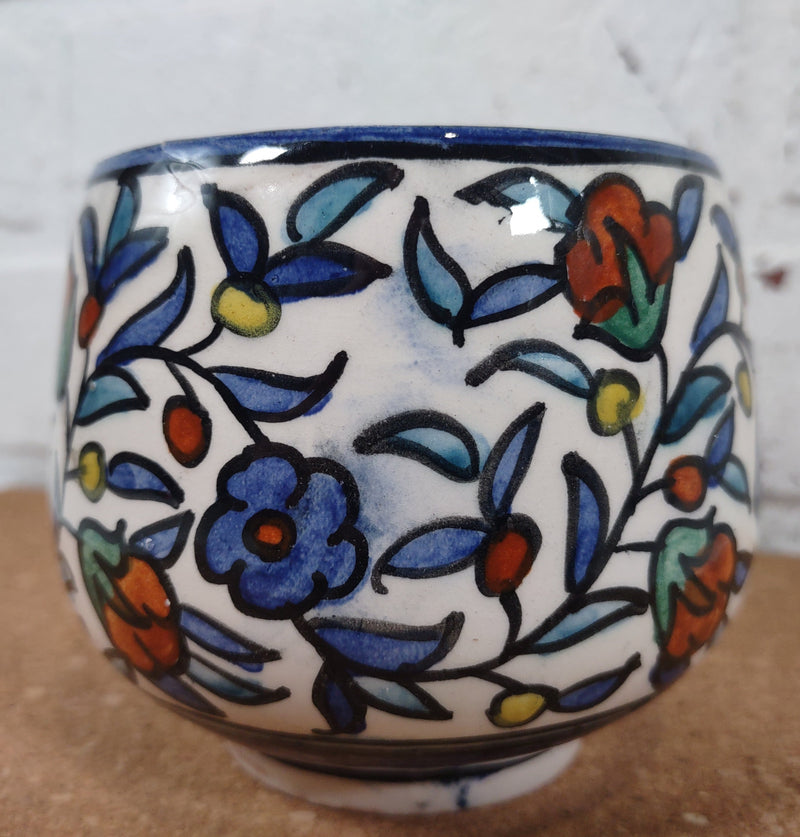 Vintage 1950s. Jerusalem Ceramic Jar. Hand Painted. Signed.