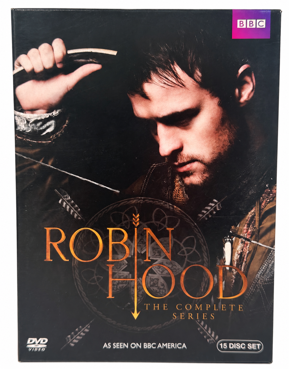 BBC Robin Hood The Complete Series 15-DVD box set, front cover — white background