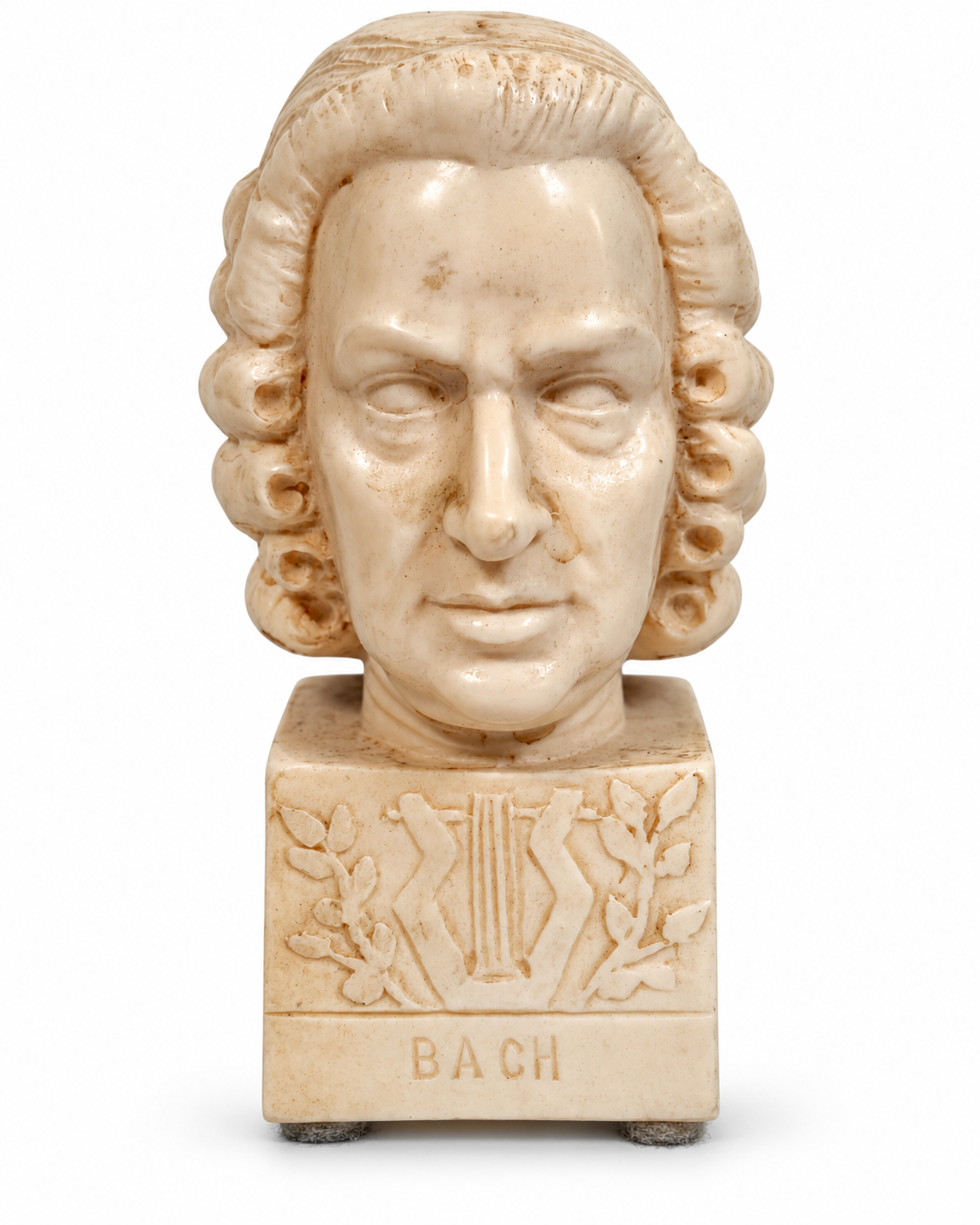 Front view of Bach bust on white background