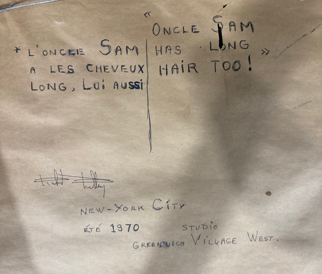 Paper backing with an unidentified signature and inscriptions including Été 1970, New-York City and Studio Greenwich Village West.