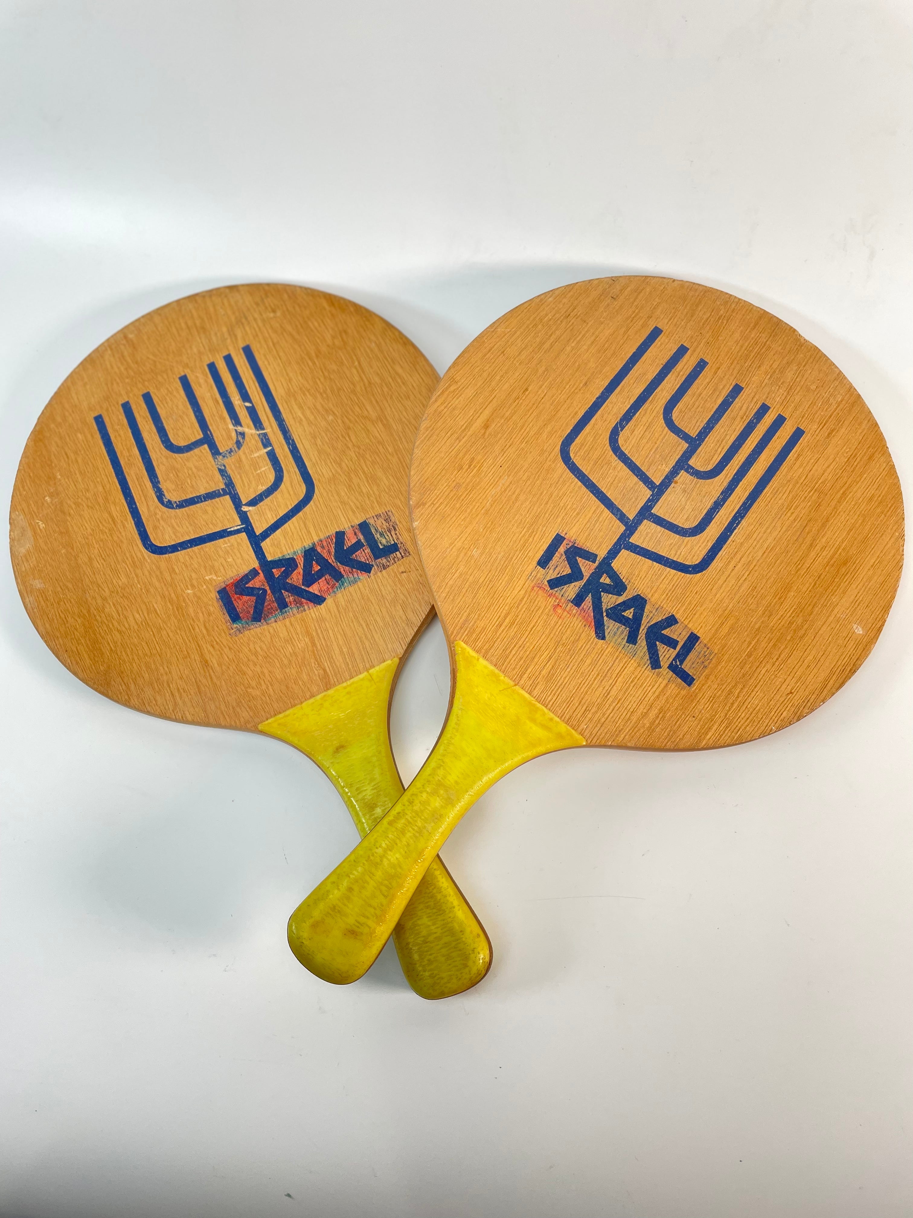 Raquettes de tennis de plage vintage en bois d'Israël - Lot de 2