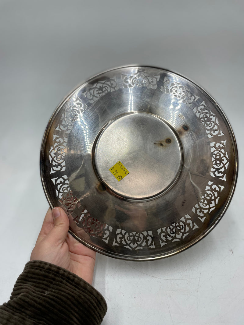 Assiette ronde vintage en argent