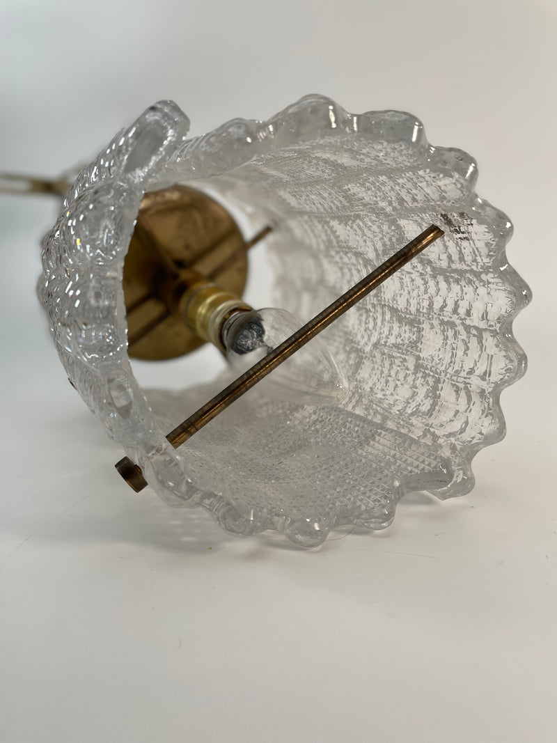 Lampe à Suspension en Verre de Cristal et Laiton par Carl Fagerlund