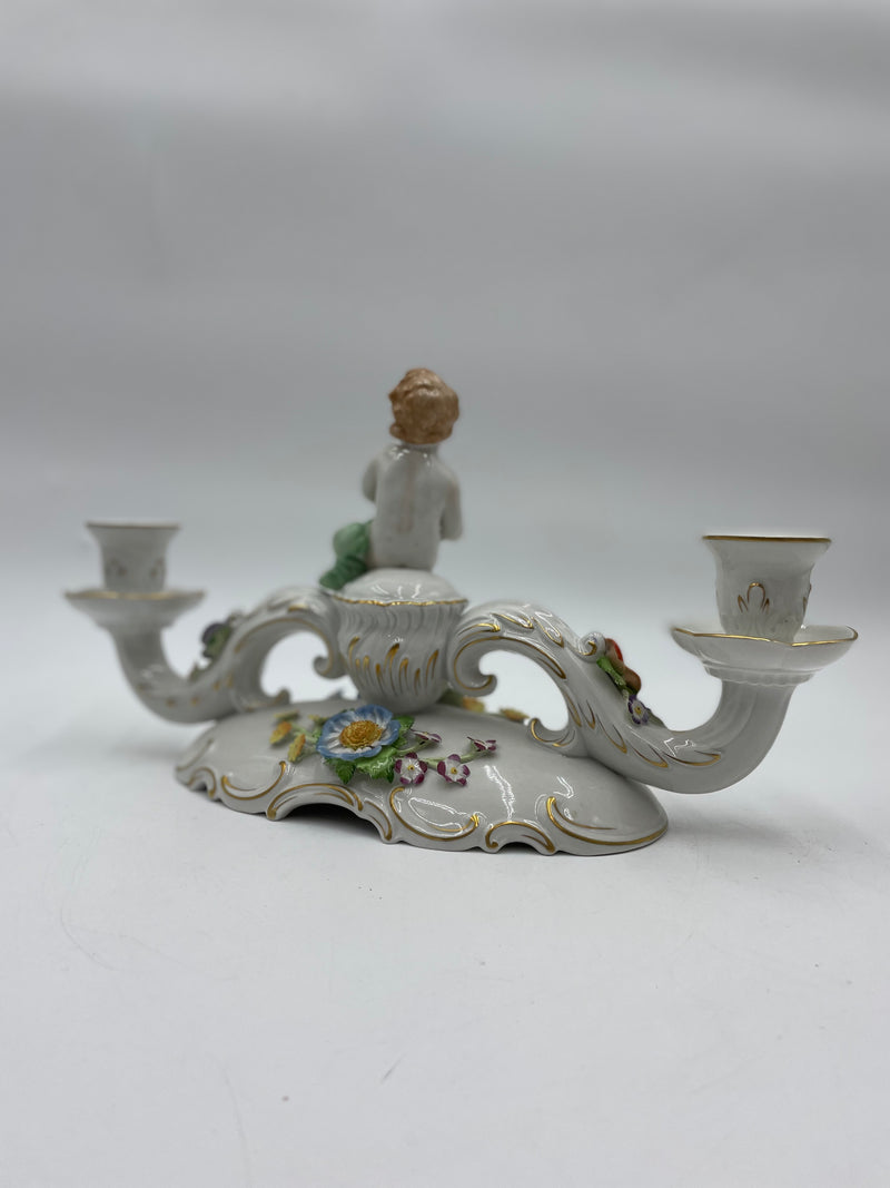 Porcelain Two-Arm Candlestick by Von Schierholz